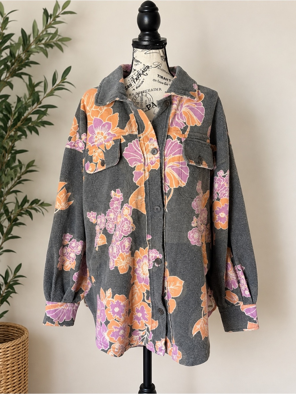 Free People We The Free Ruby Floral Oversized Shacket Jacket Size Medium
